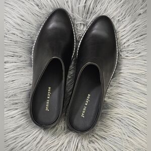 Jenni Kayne Leather Lug Mules womens Shoes Black NEW Without Box Size 40/10